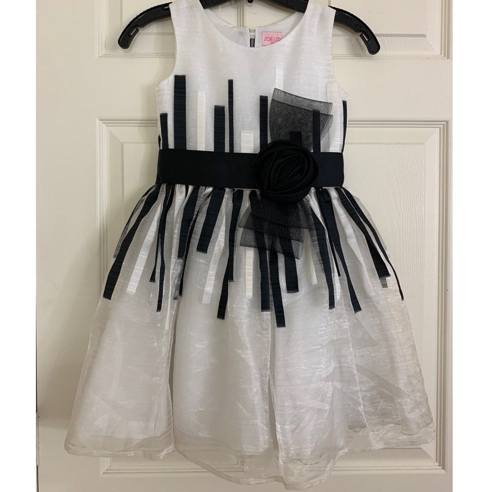 Zoe Ltd black & white kids girls party dress